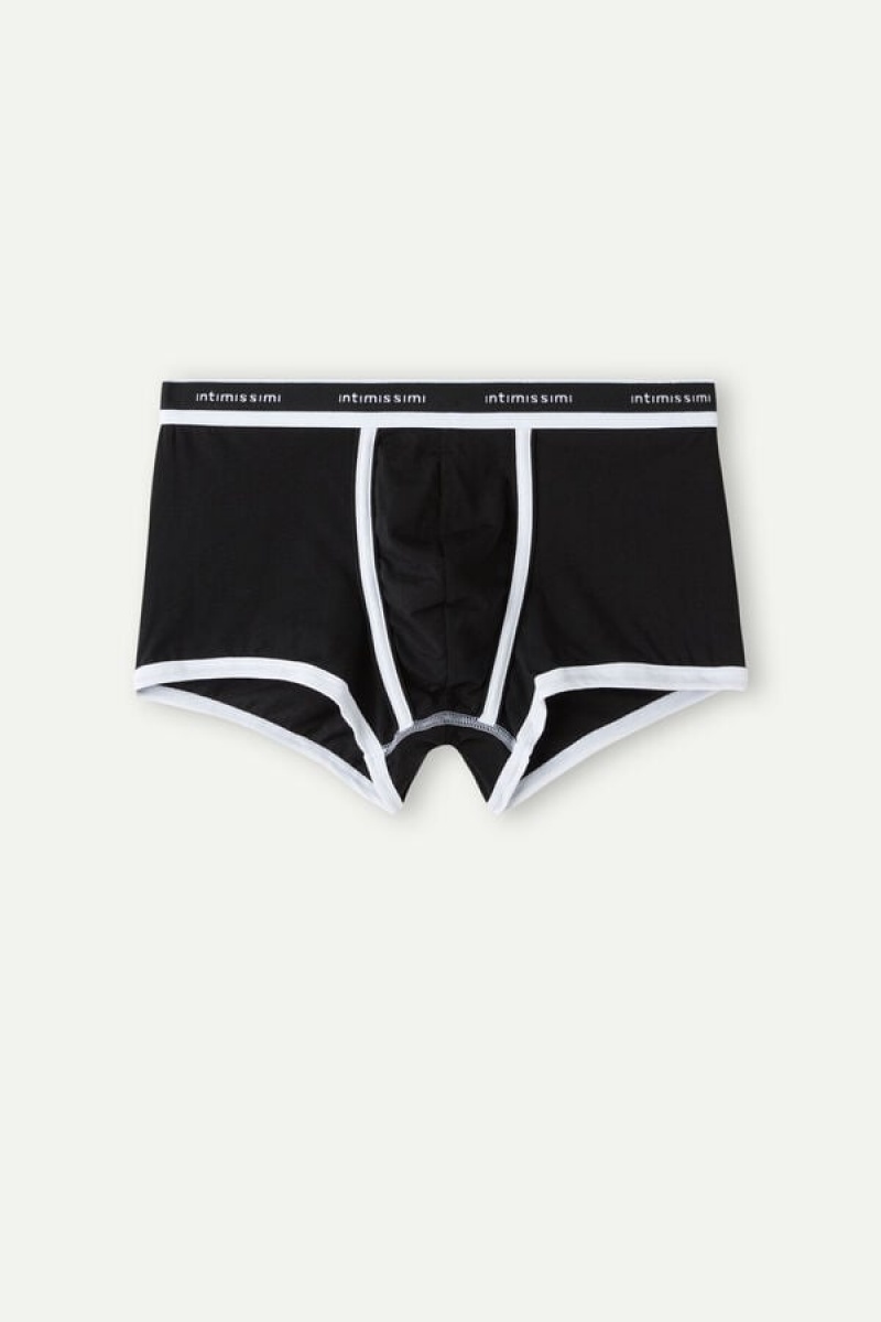 Intimissimi Natural Fresh Supima® Cotton with Logo Muške Boxer Crne Bijele | HR 2668GLT