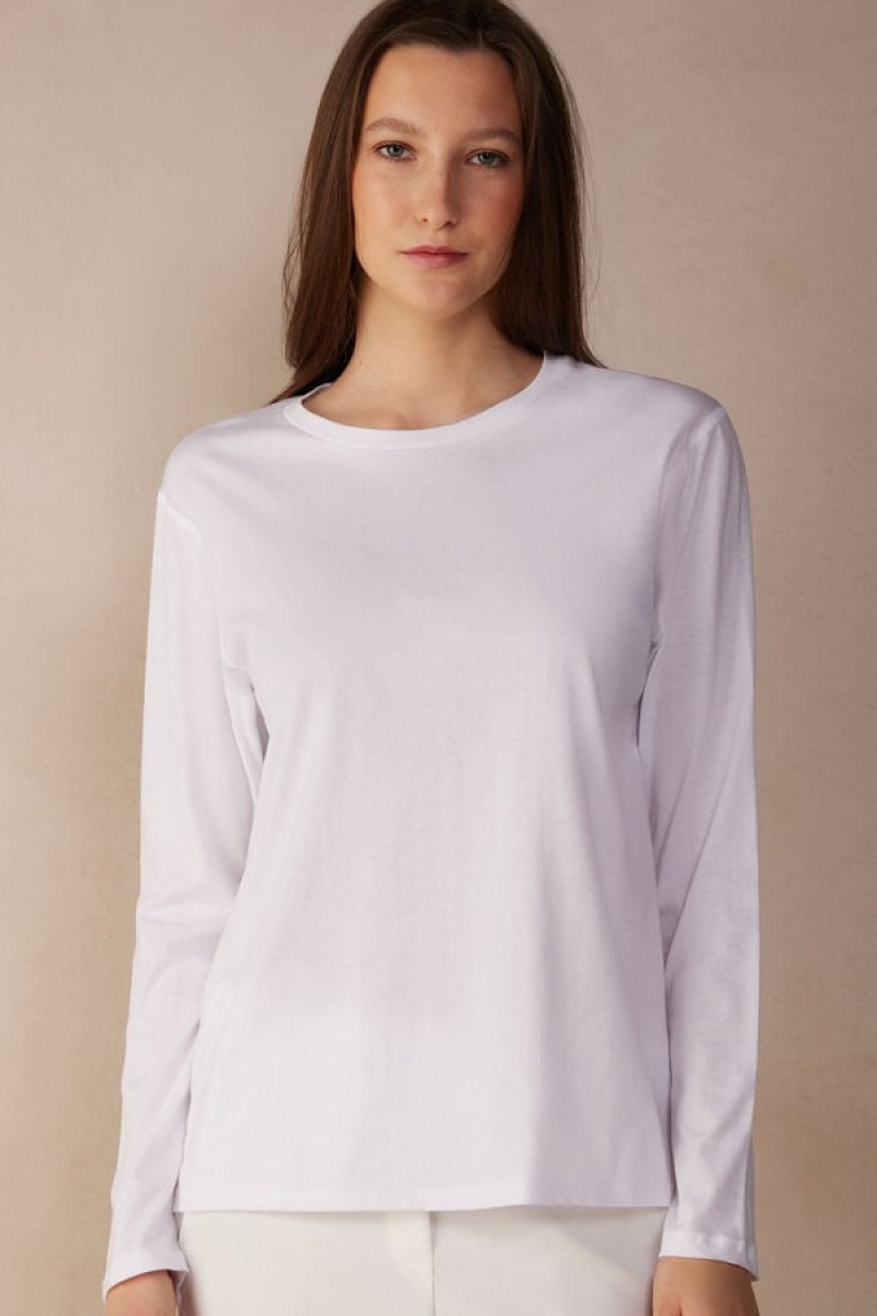 Intimissimi Oversized Top in Supima® Cotton Ženske Dugi Rukav Bijele | HR 1835KIR