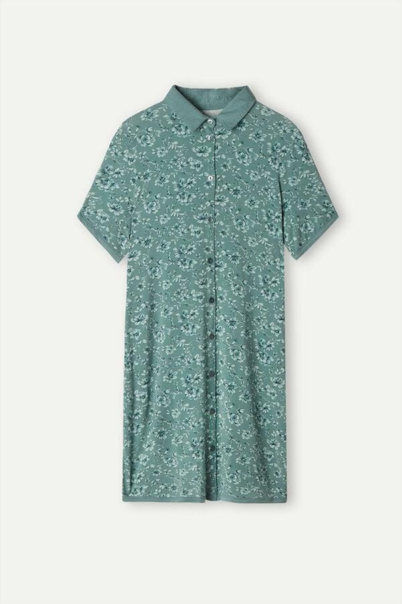 Intimissimi Prairie Bouquet Button Up Night Shirt Ženske Pidžama Zelene | HR 2222GLQ