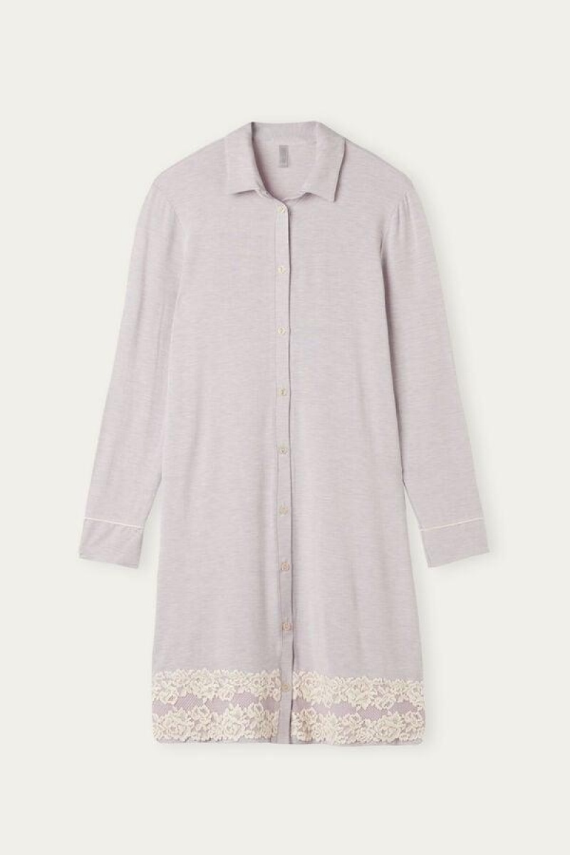 Intimissimi Pretty Flower Open Front Nightshirt Ženske Pidžama Ljubičaste Bijele | HR 2081RWH