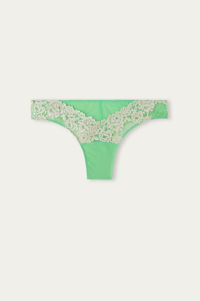 Intimissimi Pretty Flowers Brazilian Ženske Gaćice Menta Bijele | HR 2469DNF