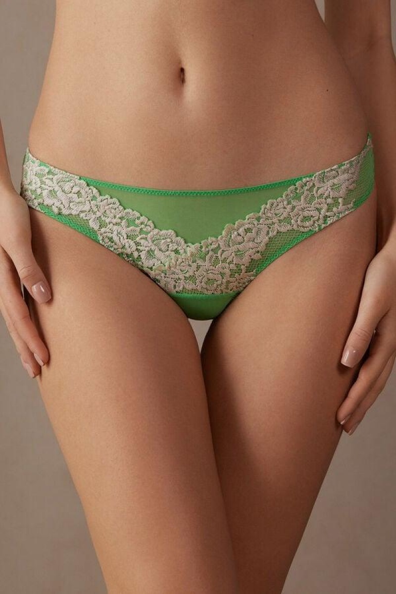 Intimissimi Pretty Flowers Brazilian Ženske Gaćice Menta Bijele | HR 2469DNF