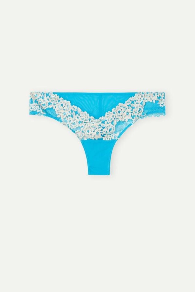 Intimissimi Pretty Flowers Brazilian Ženske Gaćice Tirkizne Bijele | HR 2473ORK