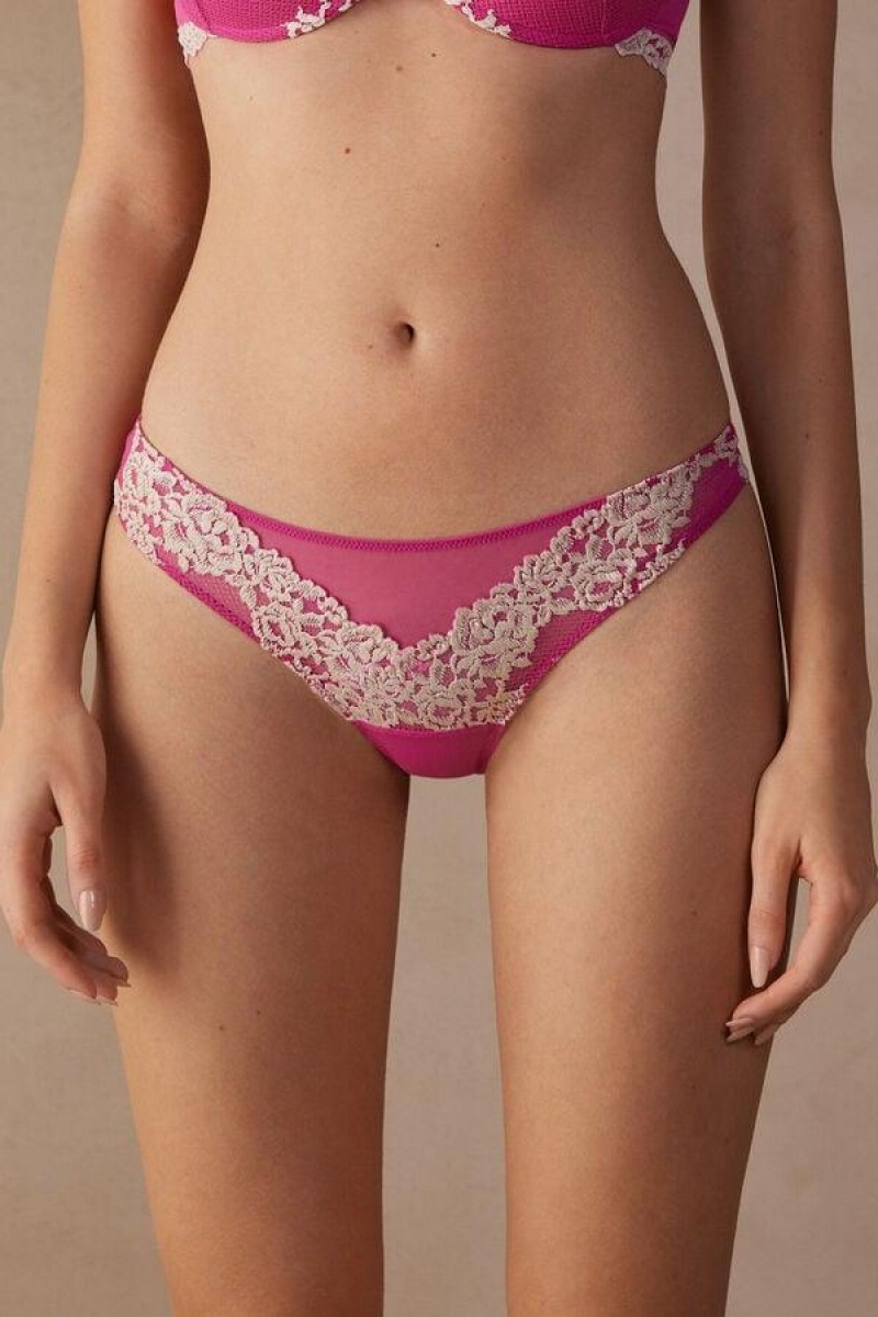 Intimissimi Pretty Flowers Brazilian Ženske Gaćice Roze Bijele | HR 2475UTZ