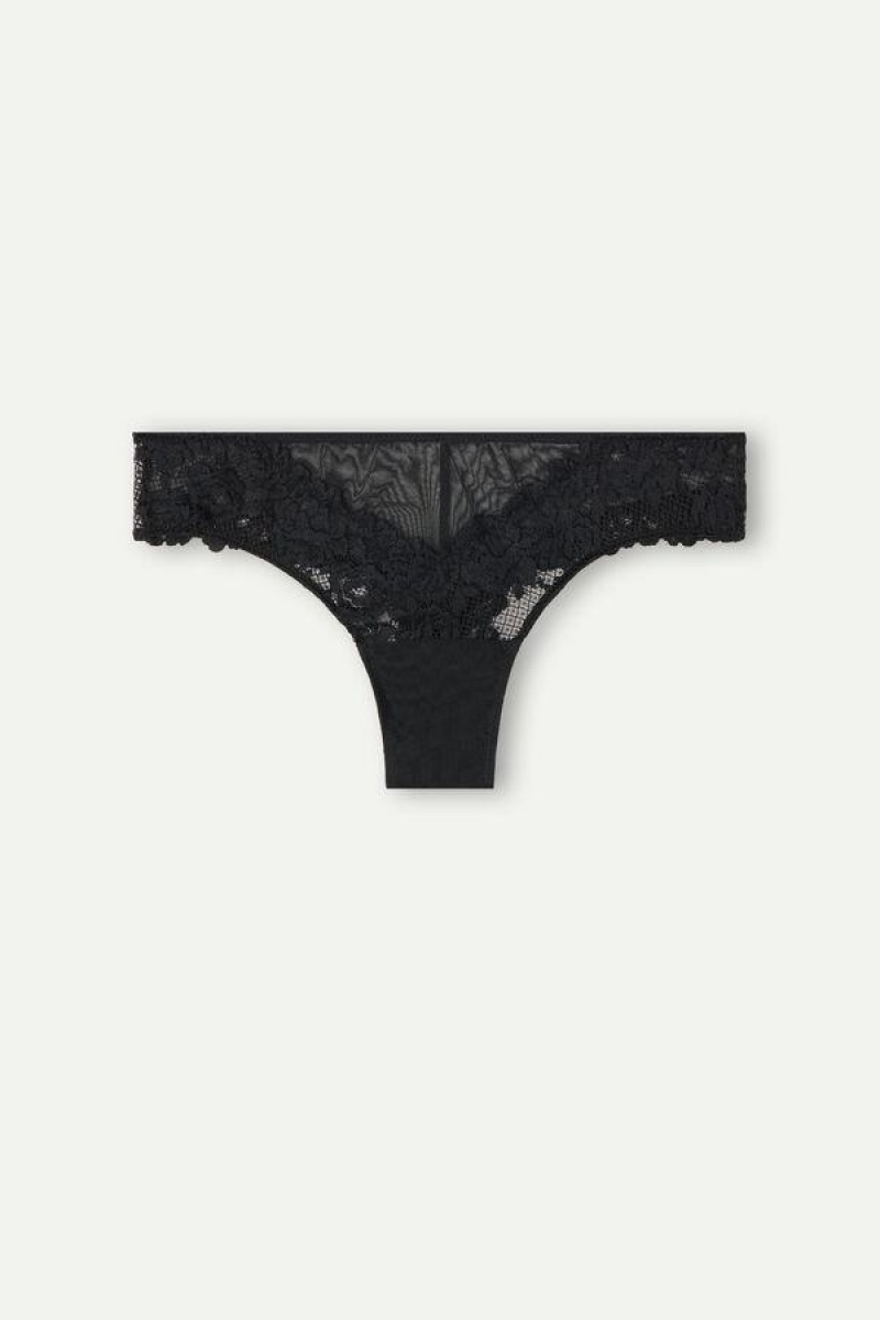 Intimissimi Pretty Flowers Brazilian Ženske Gaćice Crne | HR 2515LHI