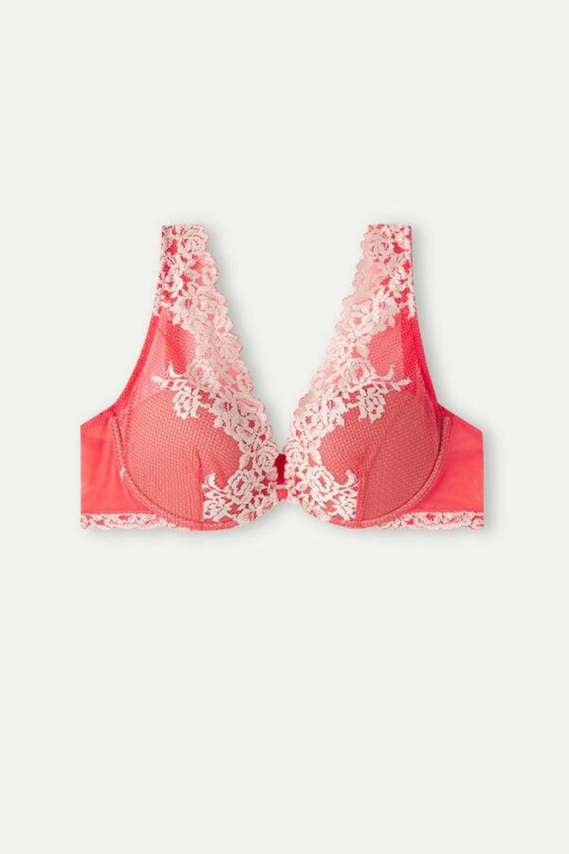 Intimissimi Pretty Flowers Elena Balconette Ženske Grudnjaci Tamno Crvene Bijele | HR 1233FMM