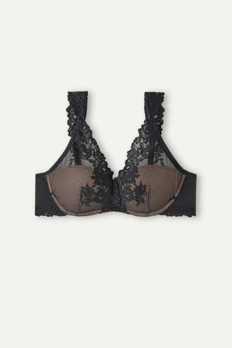 Intimissimi Pretty Flowers Giorgia Balconette Ženske Grudnjaci Crne | HR 1075SOB