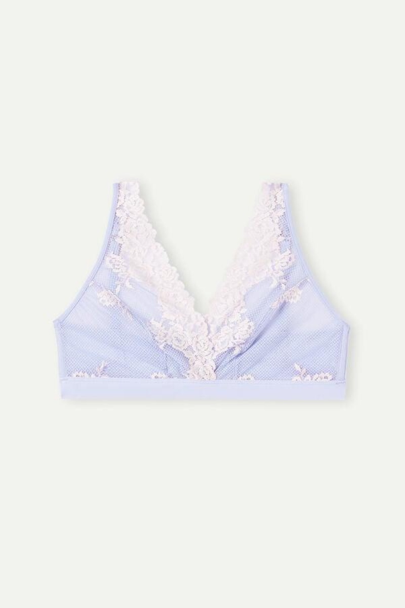 Intimissimi Pretty Flowers Lara Triangle Ženske Grudnjaci Boje Lavande Bijele | HR 1155FMM