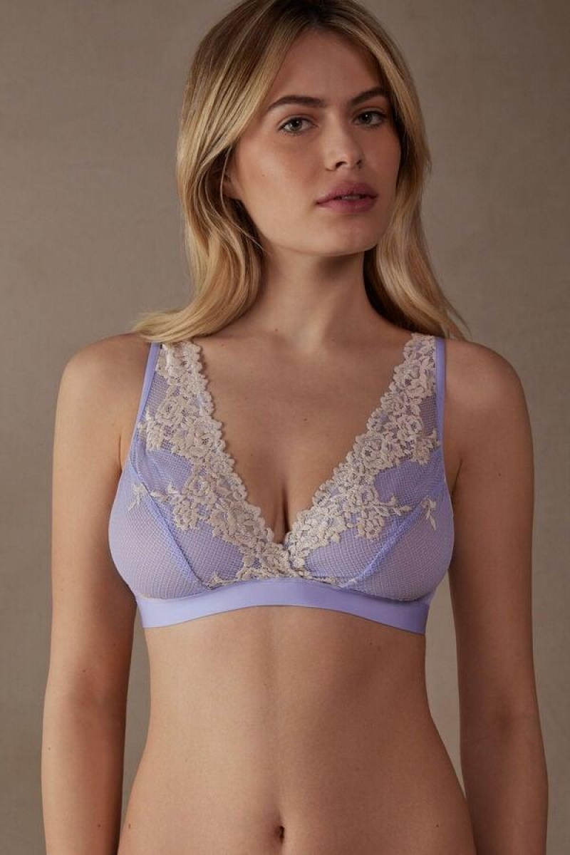 Intimissimi Pretty Flowers Lara Triangle Ženske Grudnjaci Boje Lavande Bijele | HR 1155FMM