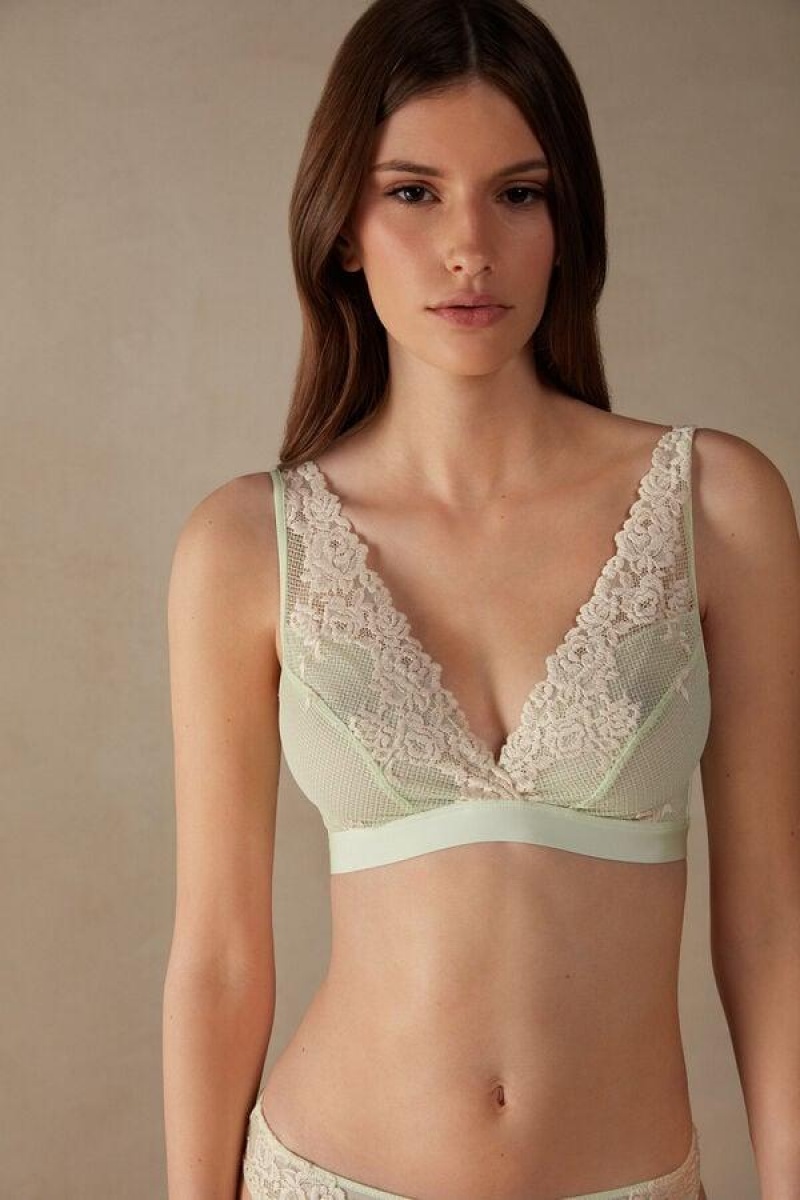 Intimissimi Pretty Flowers Lara Triangle Ženske Grudnjaci Svijetlo Zelene Bijele | HR 1238LHT