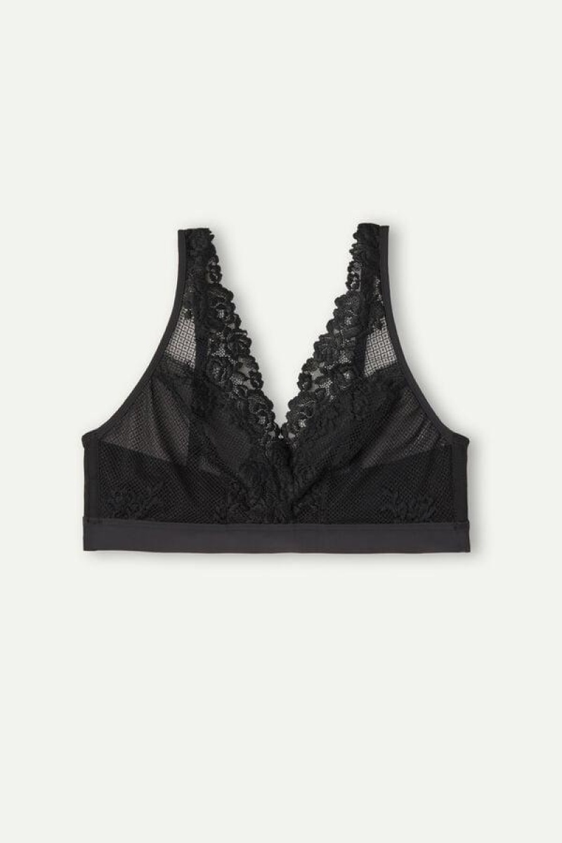 Intimissimi Pretty Flowers Lara Triangle Ženske Grudnjaci Crne | HR 1245MAS