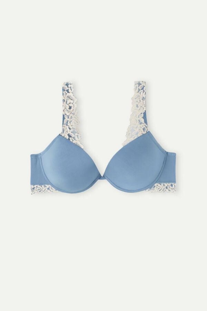 Intimissimi Pretty Flowers Microfiber Bellissima Push-up Ženske Grudnjaci Plave Bijele | HR 1304UTL