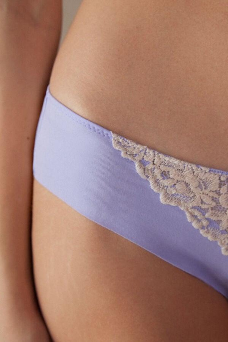 Intimissimi Pretty Flowers Seamless Cotton Ženske Gaćice Boje Lavande Bijele | HR 2359LHI