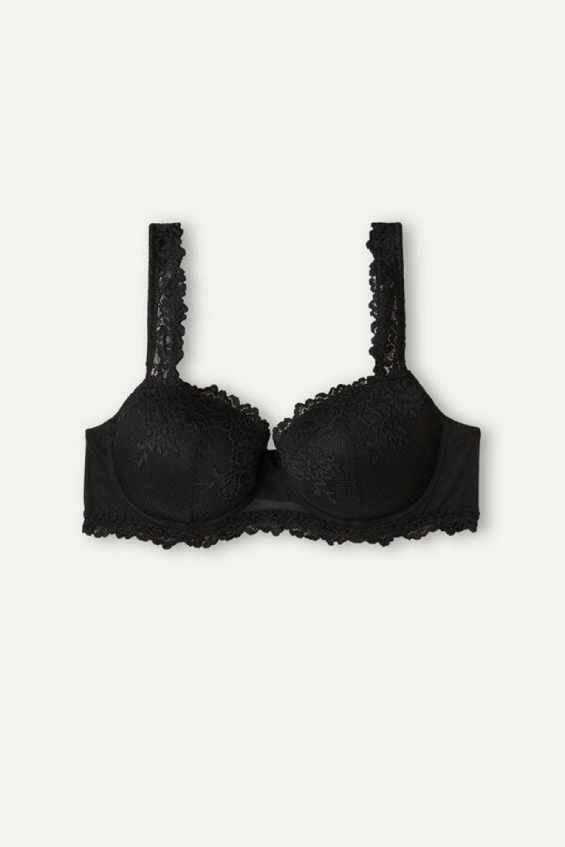 Intimissimi Pretty Flowers Sofia Balconette Ženske Grudnjaci Crne | HR 1052GLQ