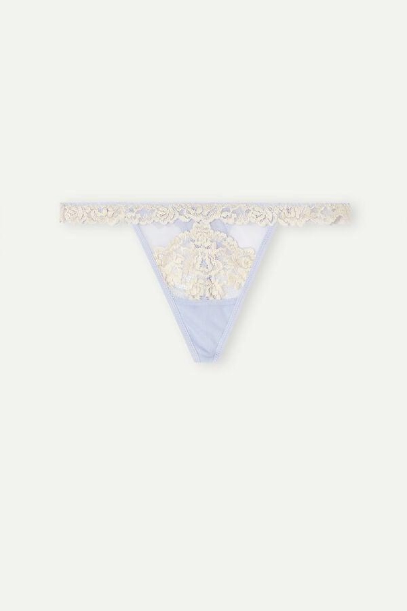 Intimissimi Pretty Flowers String Thong Ženske Gaćice Boje Lavande Bijele | HR 2242ORX