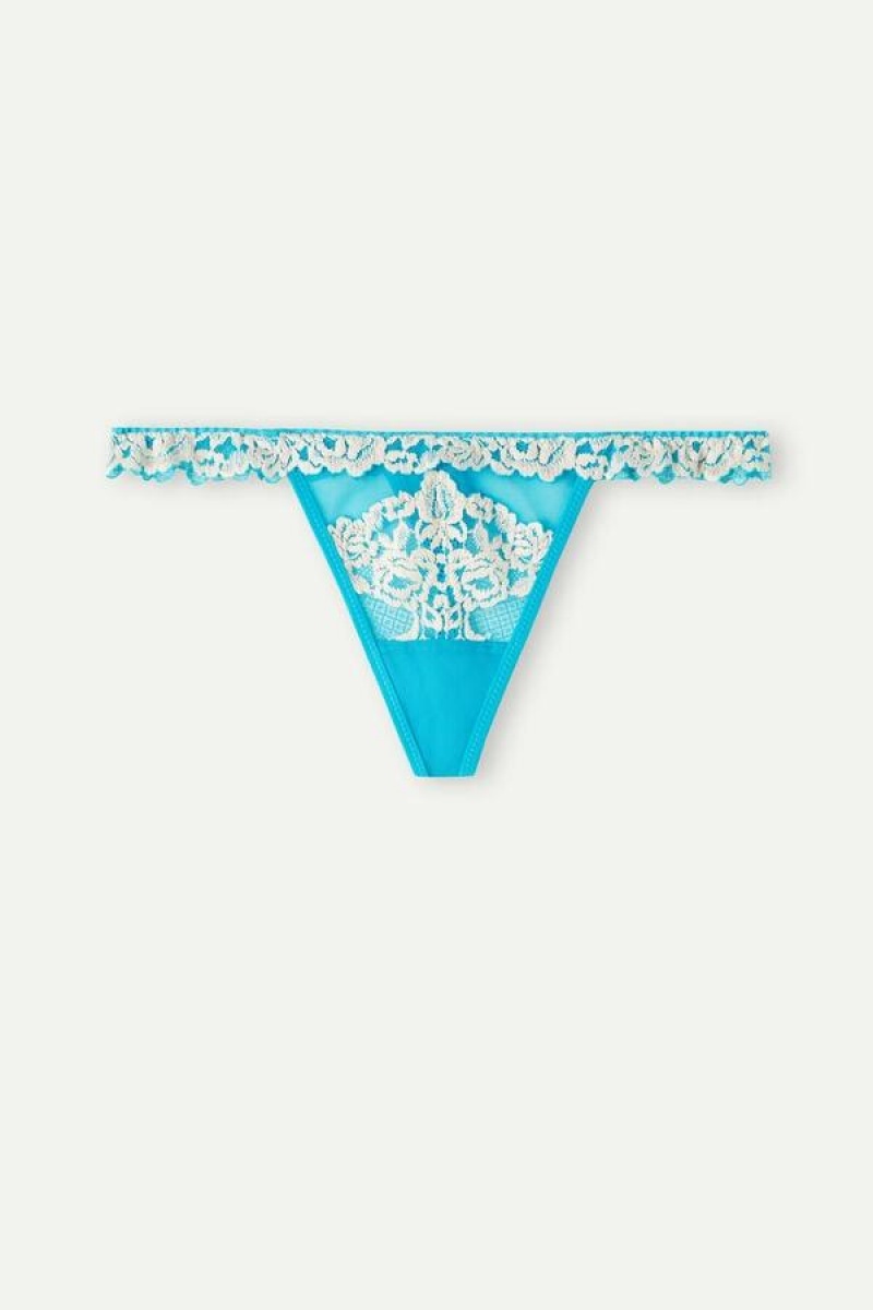 Intimissimi Pretty Flowers String Thong Ženske Gaćice Tirkizne Bijele | HR 2243PQC