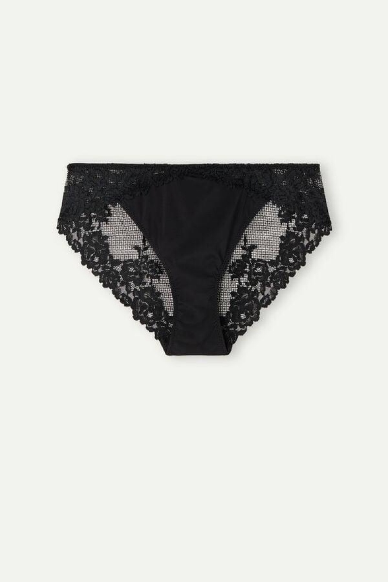 Intimissimi Pretty Flowers Ženske Gaćice Crne | HR 2402WYN