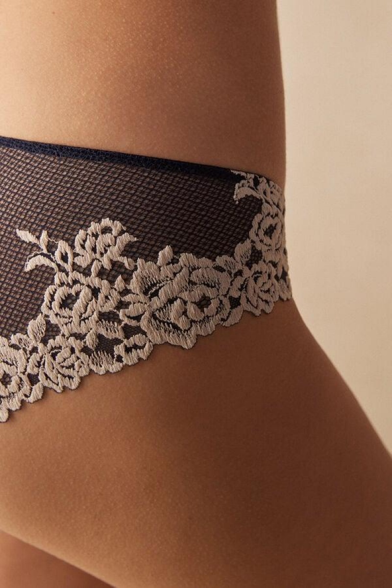 Intimissimi Pretty Flowers Ženske Gaćice Tamno Plave Svijetlo Žute | HR 2414HKA