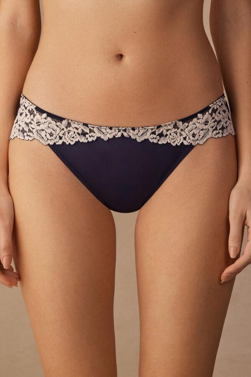 Intimissimi Pretty Flowers Ženske Gaćice Tamno Plave Svijetlo Žute | HR 2414HKA