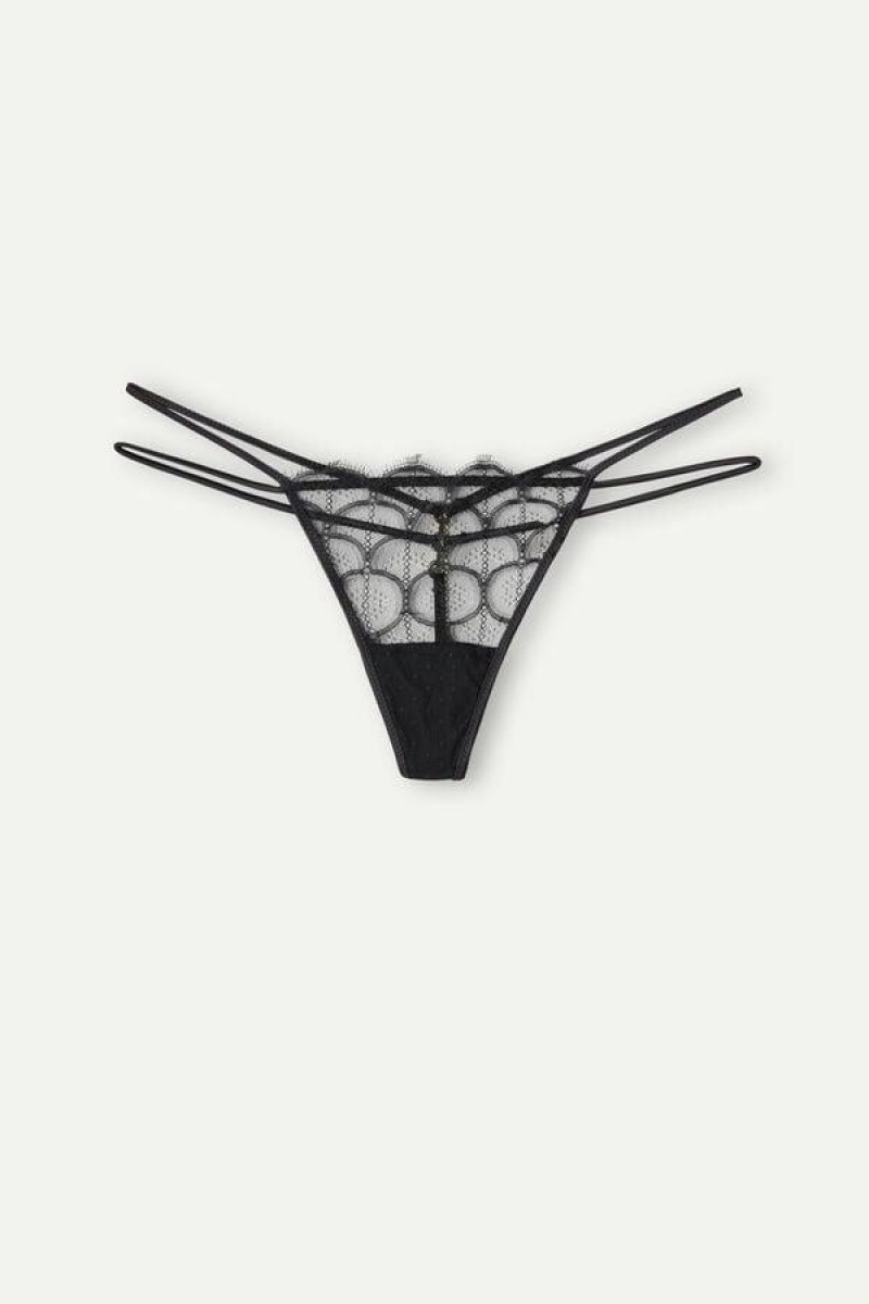 Intimissimi Pure Charme String Thong Ženske Gaćice Crne | HR 2247FMM