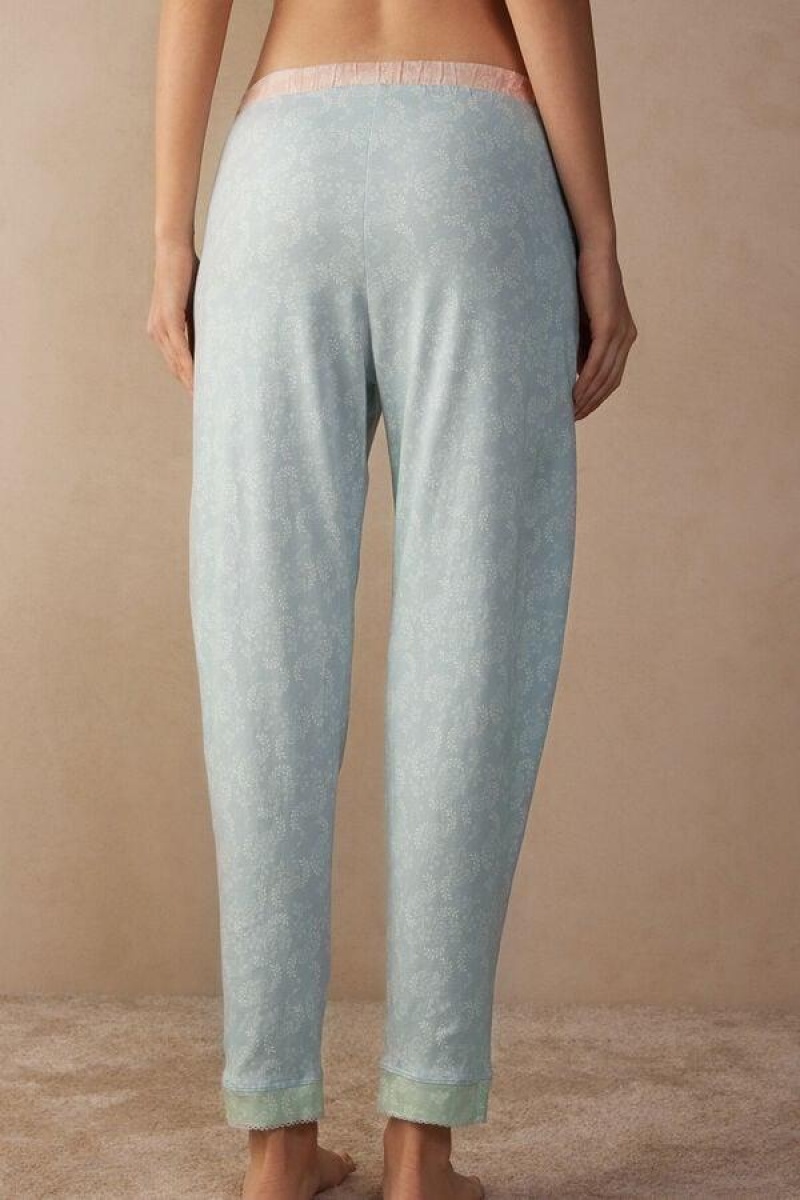 Intimissimi Romantic Cashmere Full Length Cotton Pants Ženske Pidžama Svijetlo Plave | HR 2027WYF