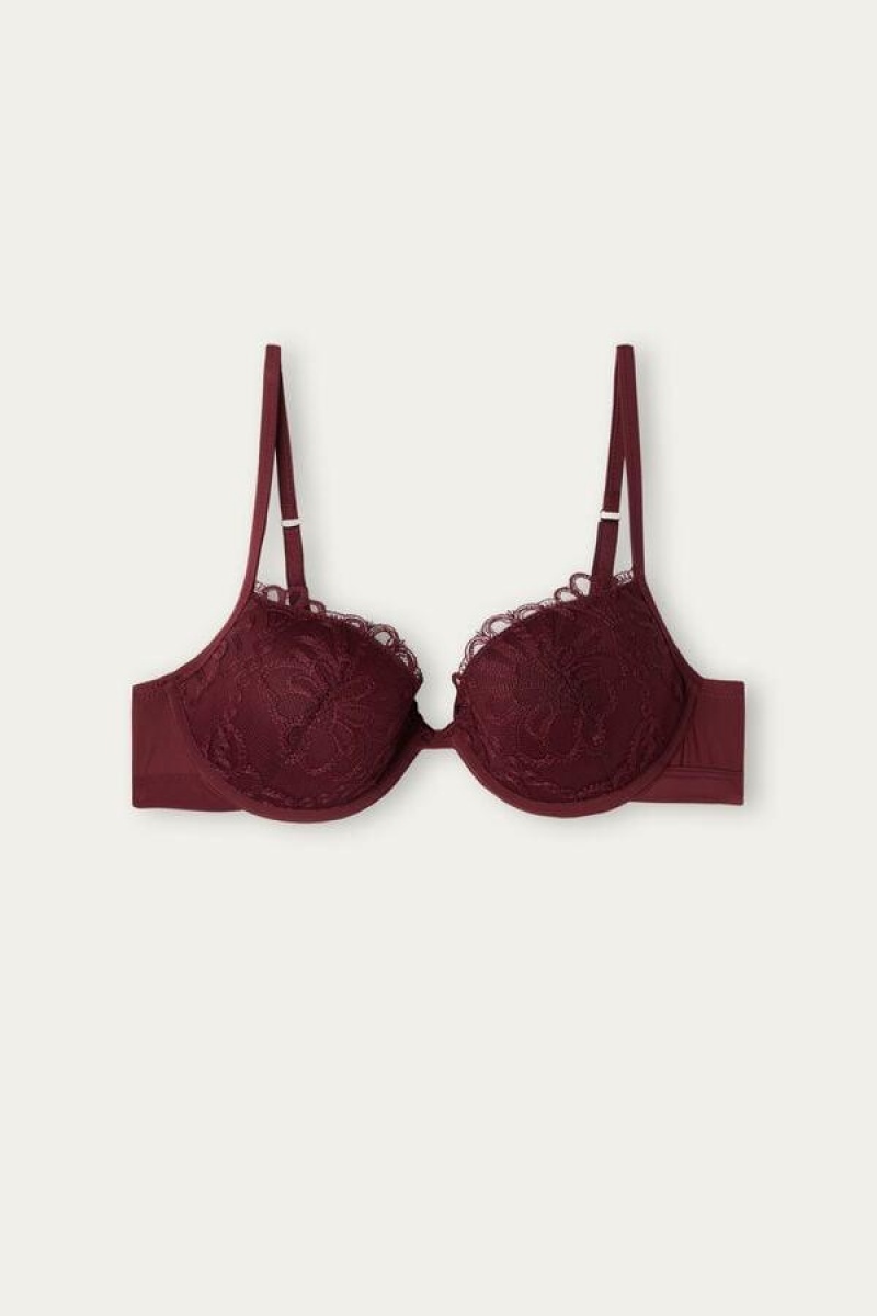 Intimissimi Romantic Life Bellissima Push-up Ženske Grudnjaci Tamno Crvene | HR 1308APV