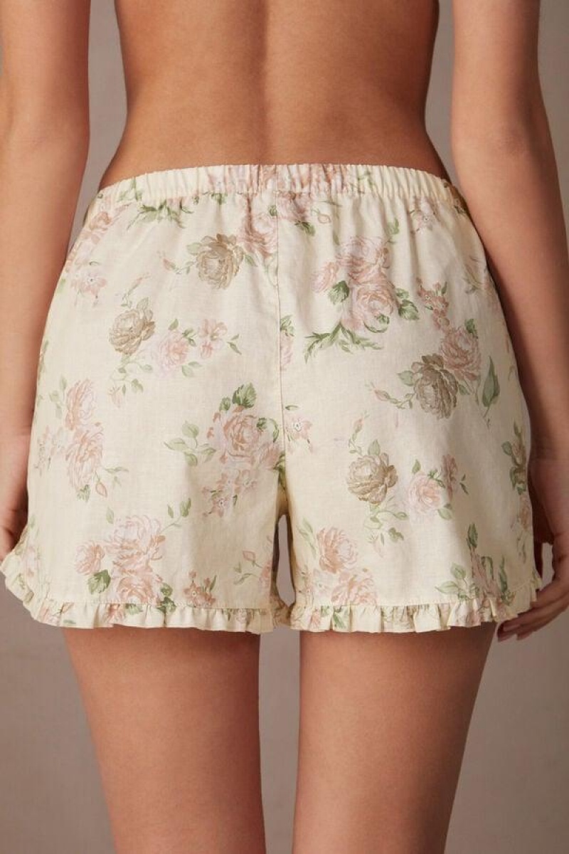 Intimissimi Scent of Roses Cotton Cloth Shorts Ženske Pidžama Visebojne Bijele | HR 1970VDO