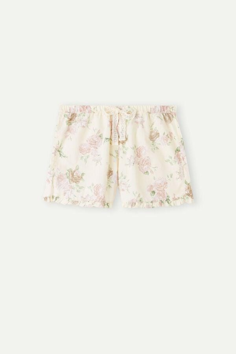 Intimissimi Scent of Roses Cotton Cloth Shorts Ženske Pidžama Visebojne Bijele | HR 1970VDO