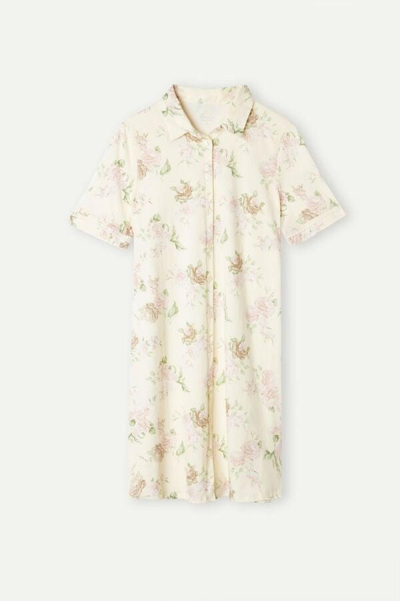 Intimissimi Scent of Roses Cotton Nightshirt Ženske Pidžama Visebojne Bijele | HR 2215ISZ