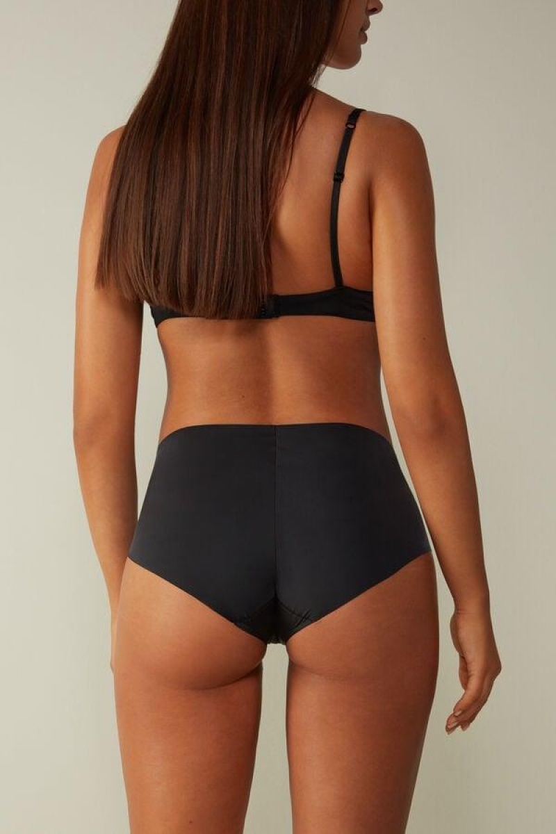 Intimissimi Seamless Microfiber Hipster Ženske Gaćice Crne | HR 2334KIO