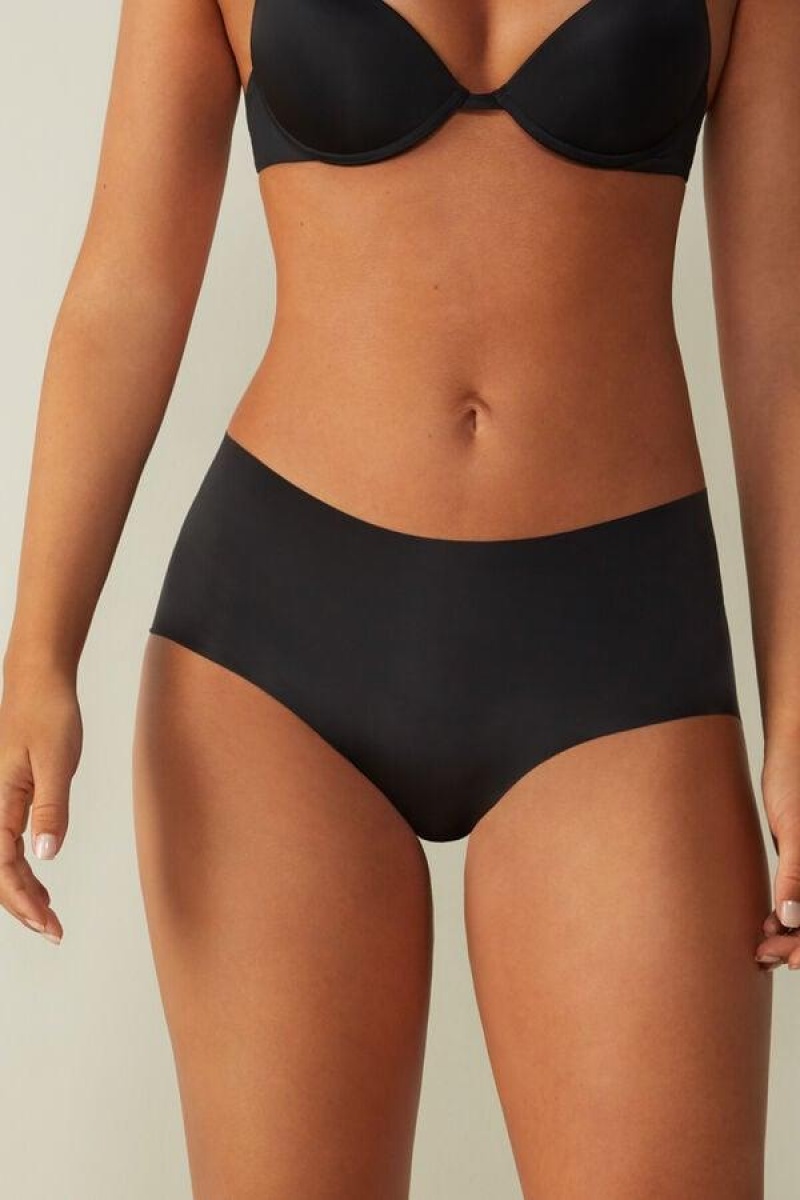 Intimissimi Seamless Microfiber Hipster Ženske Gaćice Crne | HR 2334KIO