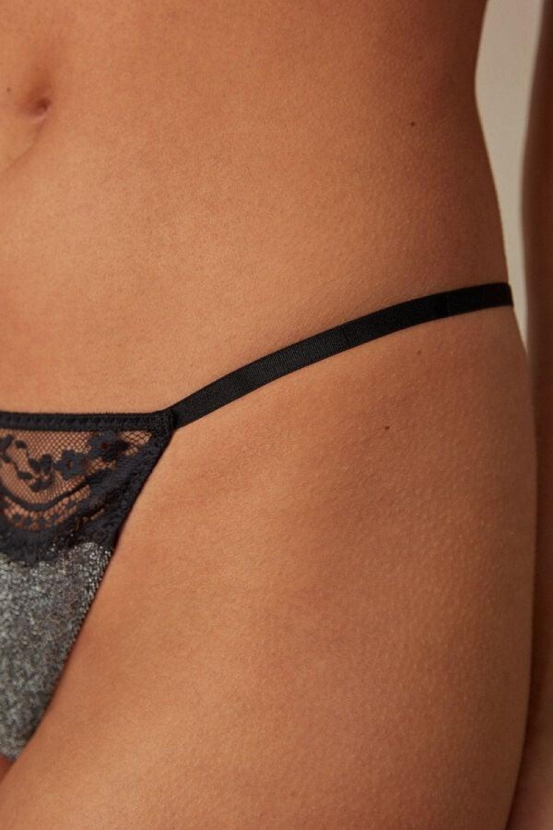 Intimissimi Shimmer All Night String Thong Ženske Gaćice Srebrne | HR 2260QZD