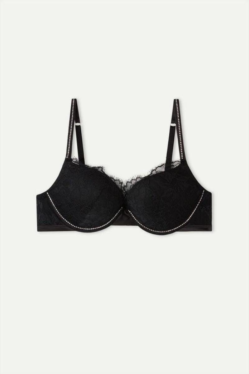 Intimissimi Shine High Like Stars Elettra Super Push-up Ženske Grudnjaci Crne | HR 1291ZGY