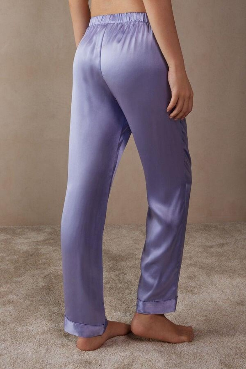 Intimissimi Silk Satin Pants Ženske Pidžama Boje Lavande | HR 2032UTL