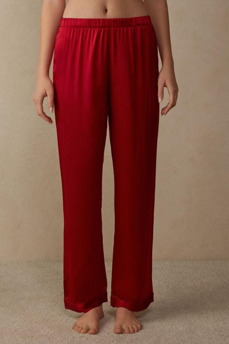 Intimissimi Silk Satin Pants Ženske Pidžama Crvene | HR 2073CEI