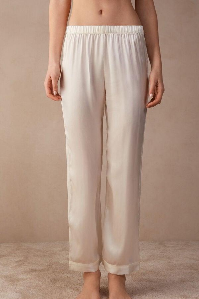 Intimissimi Silk Satin Pants Ženske Pidžama Bijele | HR 2077MAS