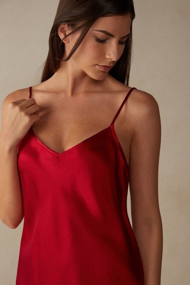 Intimissimi Silk Satin with V-neckline Ženske Majica bez Rukava Crvene | HR 1711BCP