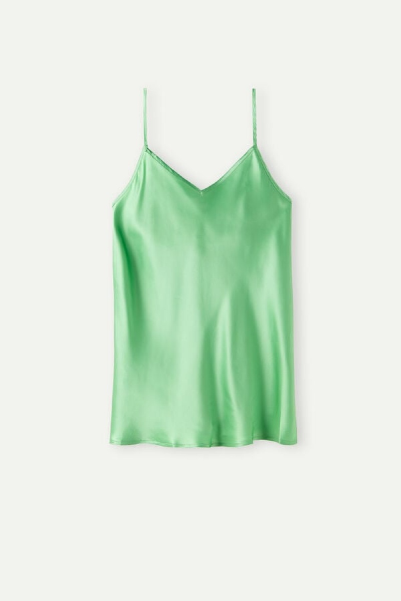 Intimissimi Silk Satin with V-neckline Ženske Majica bez Rukava Menta | HR 1741WYF