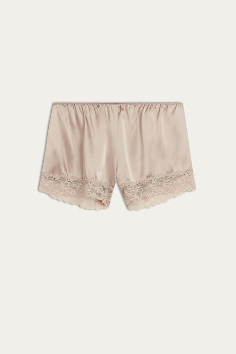 Intimissimi Silk Shorts Ženske Pidžama Bež | HR 1995CEI