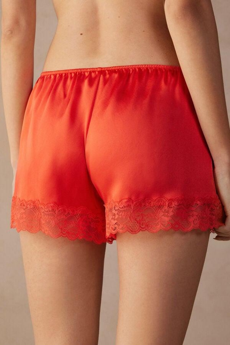 Intimissimi Silk Shorts Ženske Pidžama Tamno Crvene | HR 1976EXG