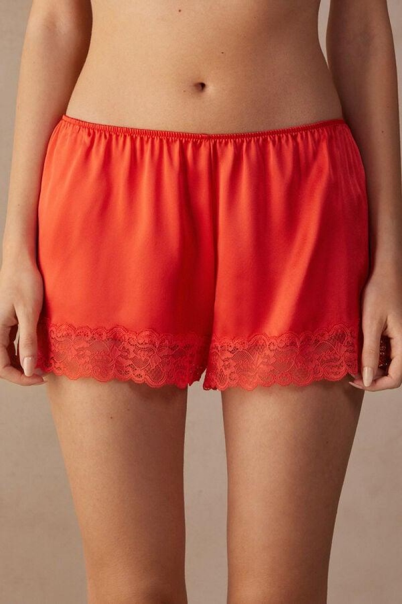 Intimissimi Silk Shorts Ženske Pidžama Tamno Crvene | HR 1976EXG