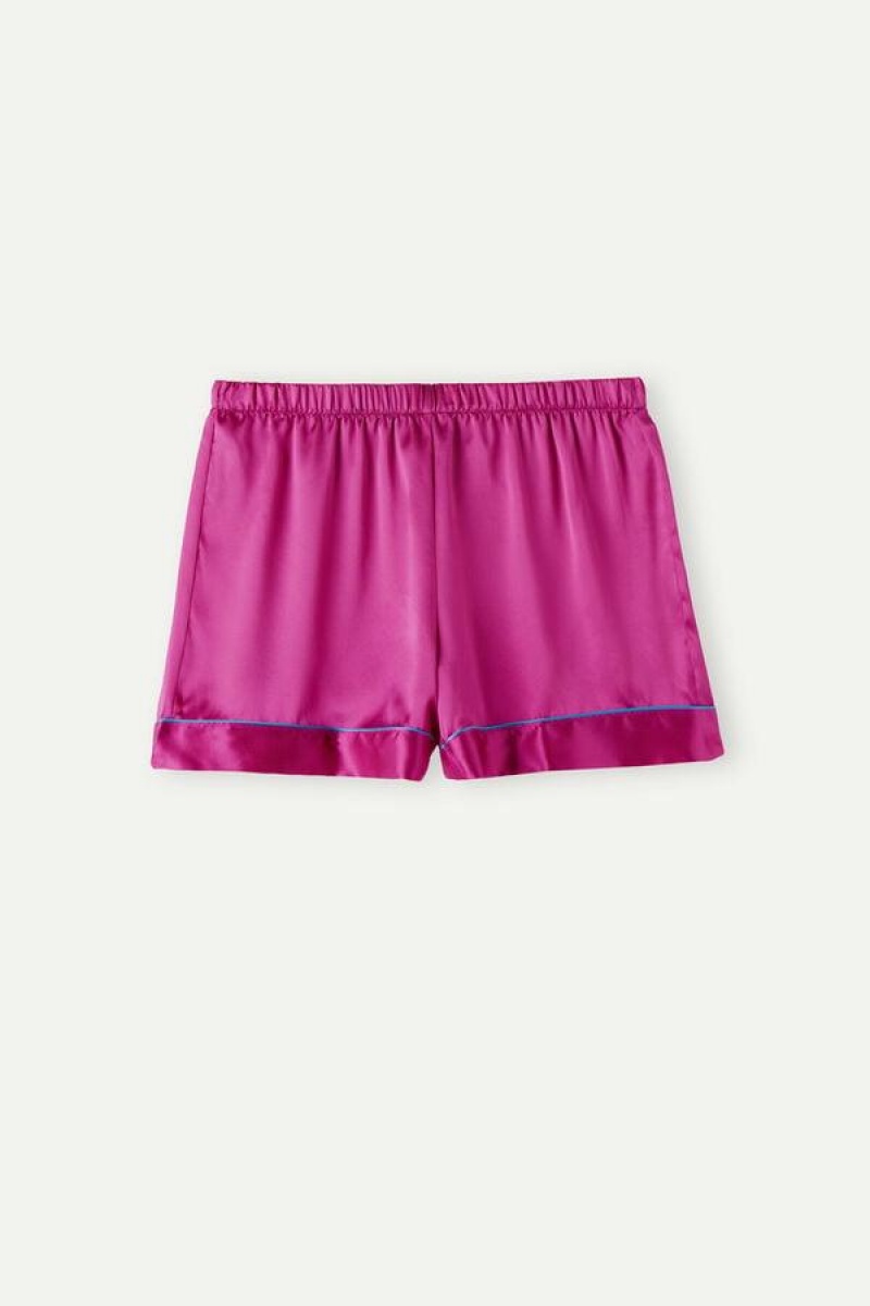 Intimissimi Silk Shorts with Contrast Trim Ženske Pidžama Roze | HR 1980UTL