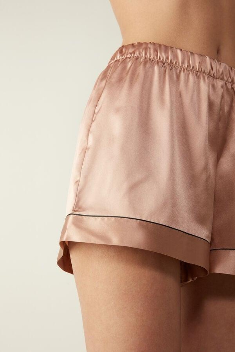 Intimissimi Silk Shorts with Contrast Trim Ženske Pidžama Roze | HR 1994XFU