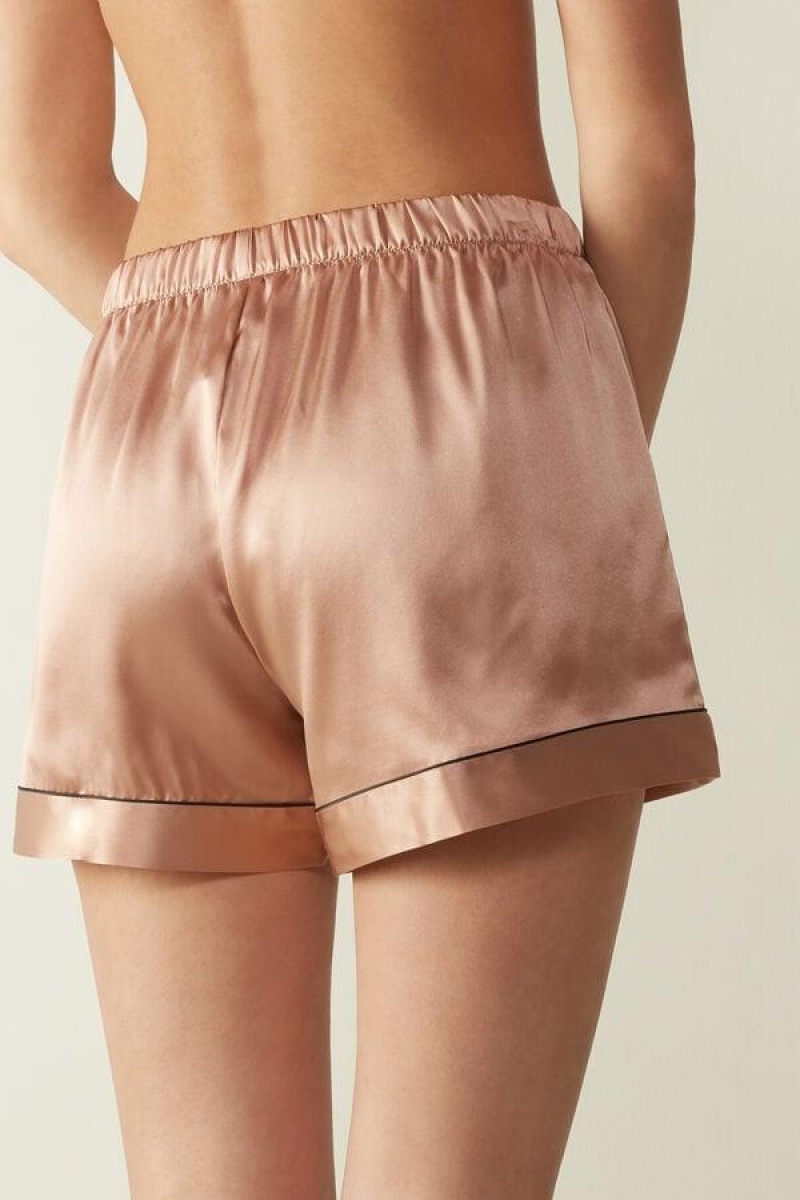 Intimissimi Silk Shorts with Contrast Trim Ženske Pidžama Roze | HR 1994XFU