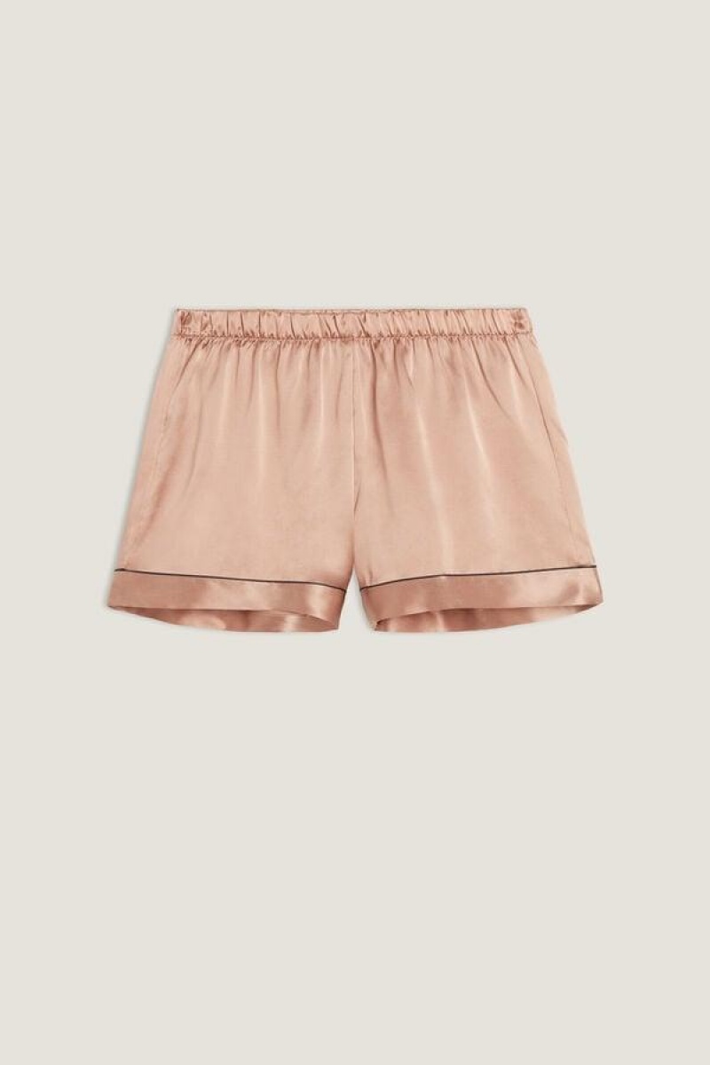 Intimissimi Silk Shorts with Contrast Trim Ženske Pidžama Roze | HR 1994XFU