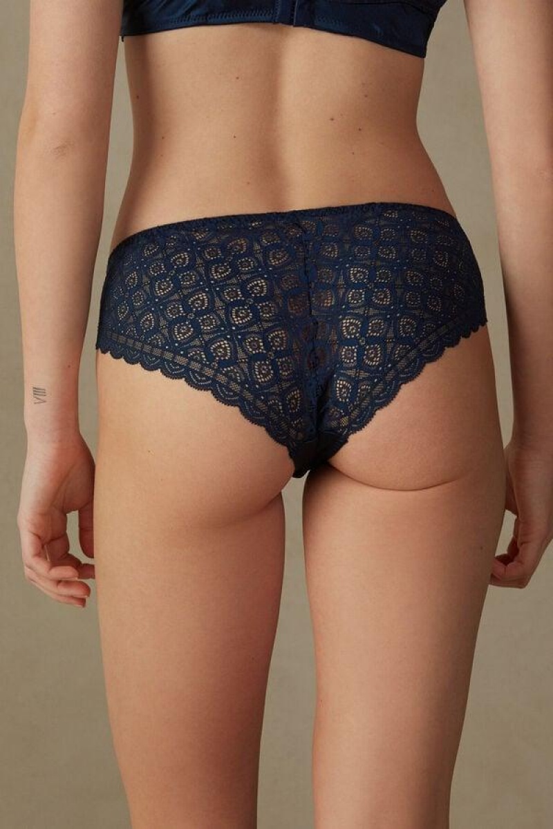 Intimissimi Silk and Lace Briefs Ženske Gaćice Plave | HR 2404MAQ