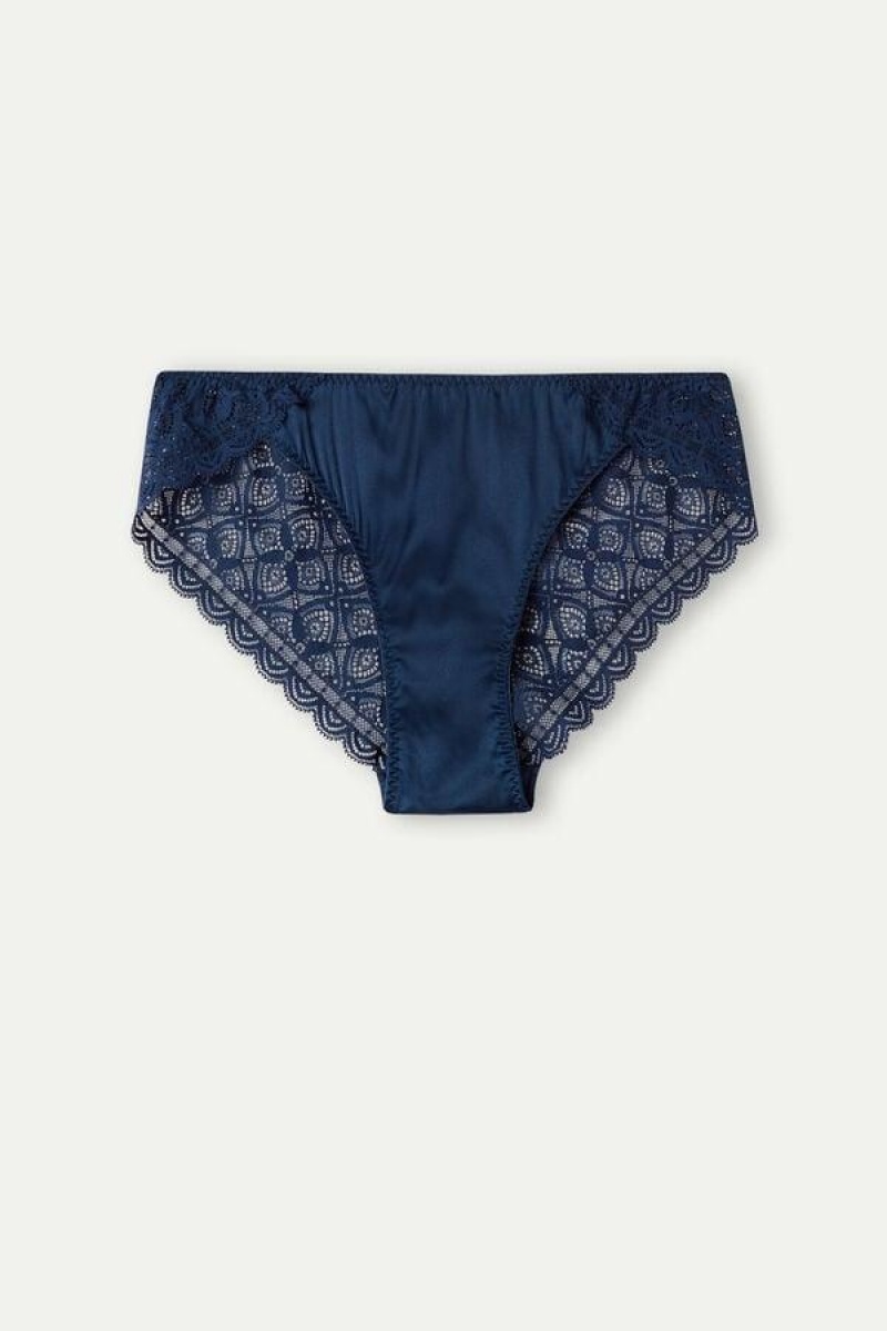 Intimissimi Silk and Lace Briefs Ženske Gaćice Plave | HR 2404MAQ