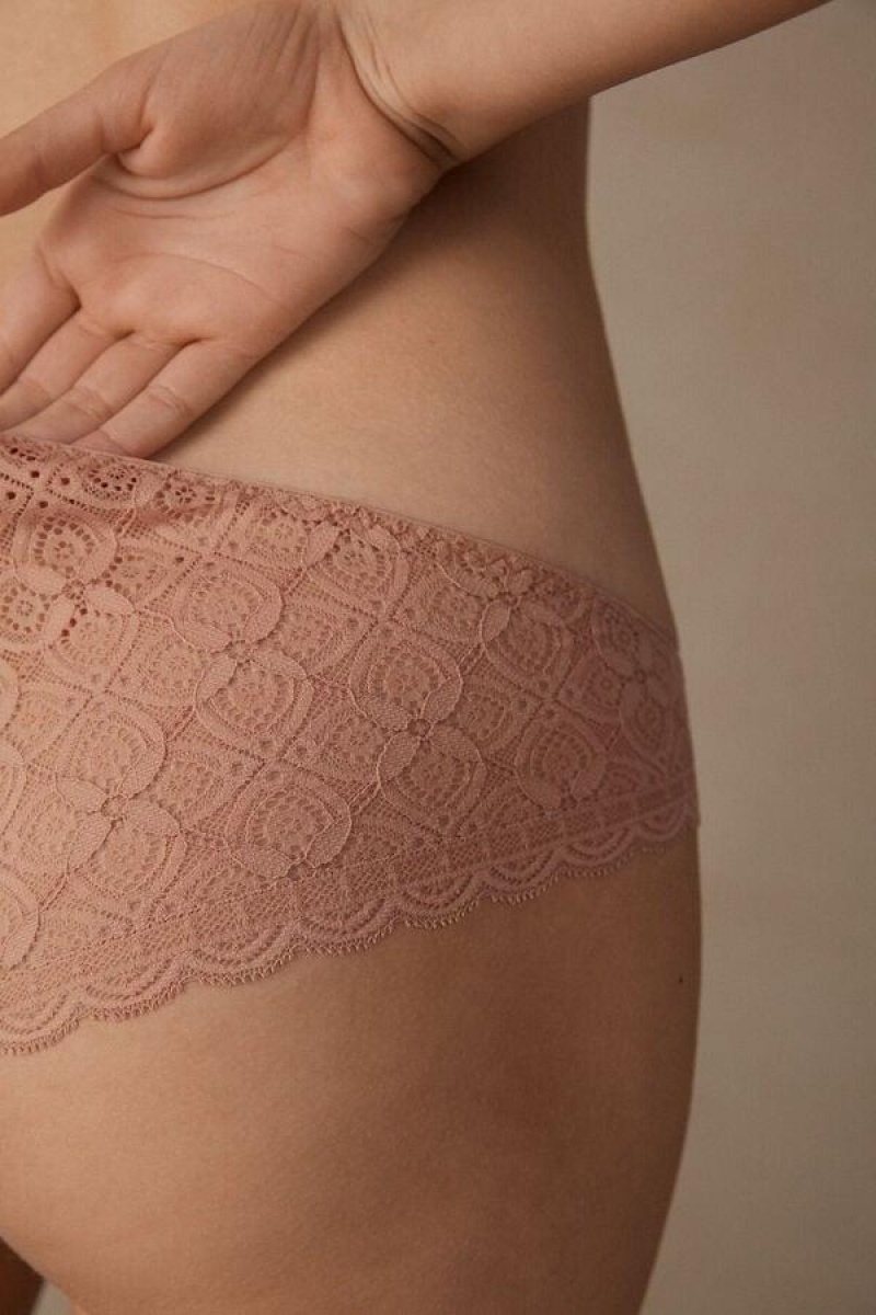 Intimissimi Silk and Lace Briefs Ženske Gaćice Roze | HR 2446PQJ