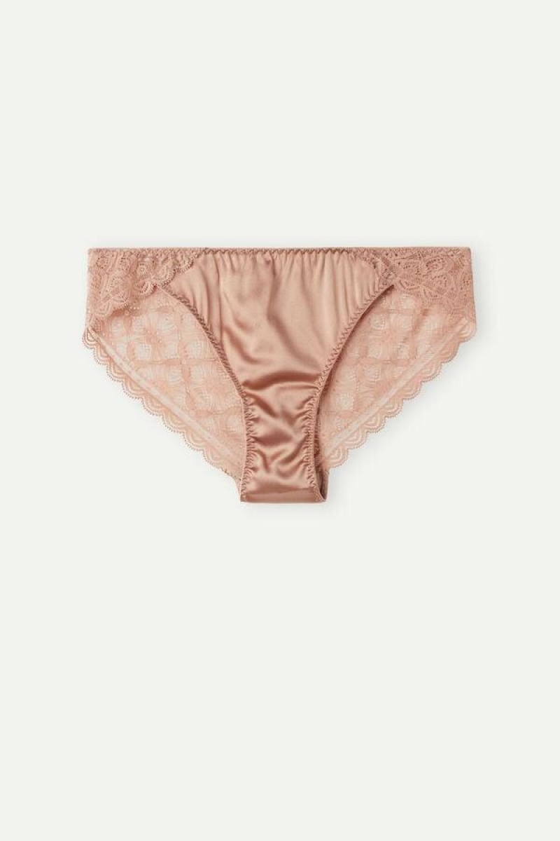 Intimissimi Silk and Lace Briefs Ženske Gaćice Roze | HR 2446PQJ