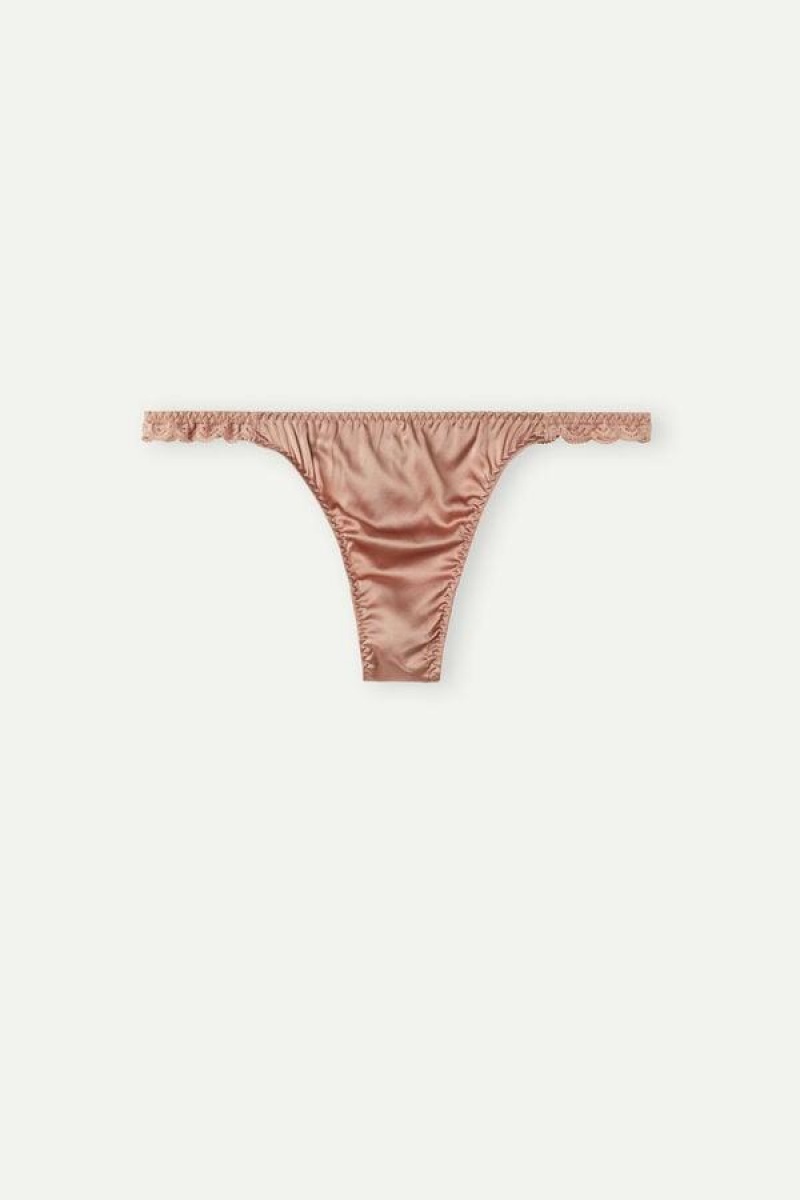 Intimissimi Silk and Lace G-String Ženske Gaćice Roze | HR 2545GLS